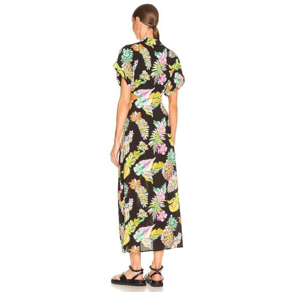 Le Superbe Revolve Mai Tai Might Black Tropi Cali Midi Dress Size 6 Fruit Floral - Picture 3 of 16